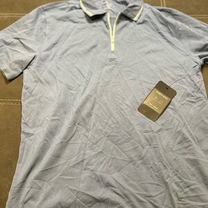 Fabletics Sky Blue Polo Blouse with White Accents